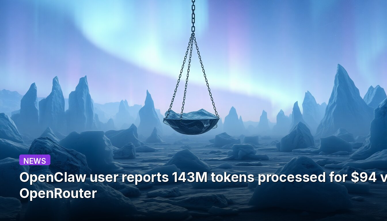 OpenClaw user reports 143M tokens processed for $94 via OpenRouter