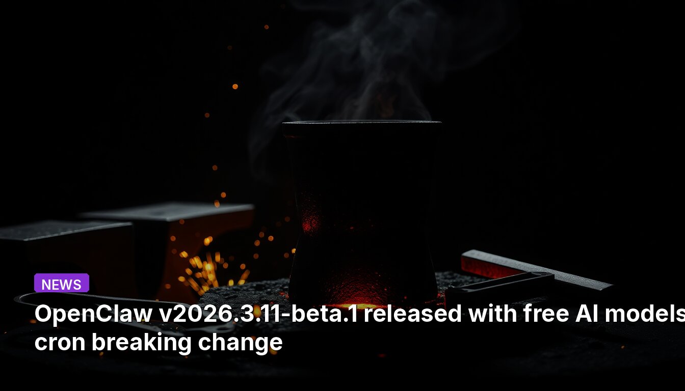 OpenClaw v2026.3.11-beta.1 released with free AI models, cron breaking change