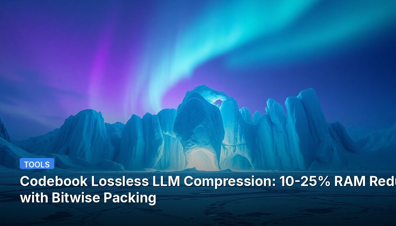 Codebook Lossless LLM Compression: 10-25% RAM Reduction with Bitwise Packing