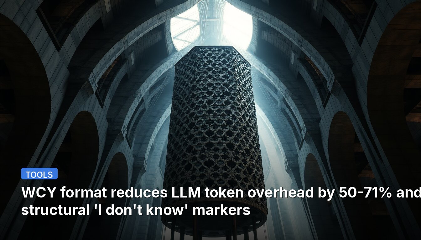 WCY format reduces LLM token overhead by 50-71% and adds structural 'I don't know' markers