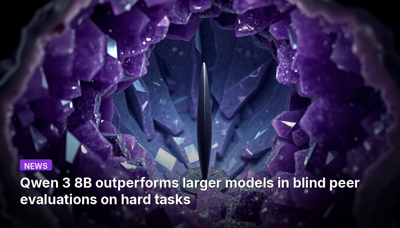 Qwen 3 8B outperforms larger models in blind peer evaluations on hard tasks
