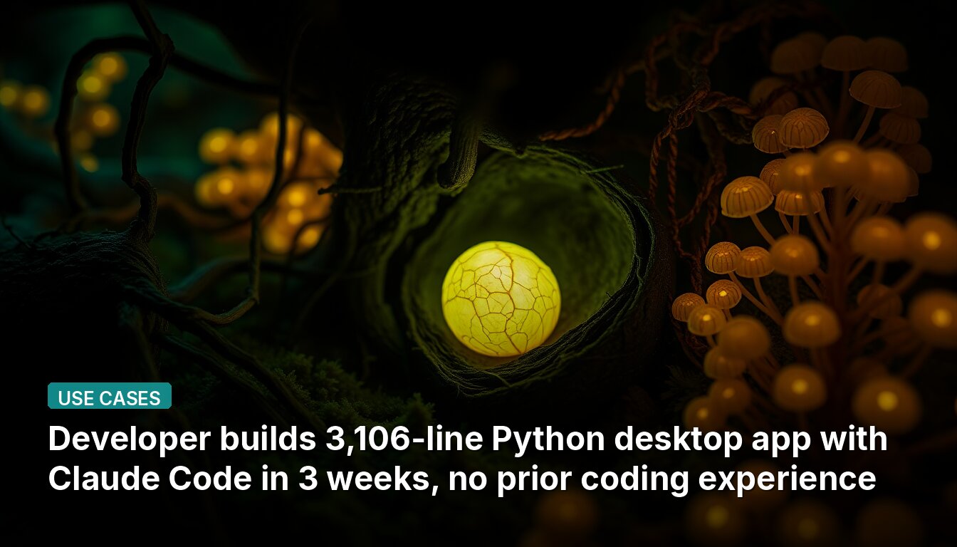 Developer builds 3,106-line Python desktop app with Claude Code in 3 weeks, no prior coding experience