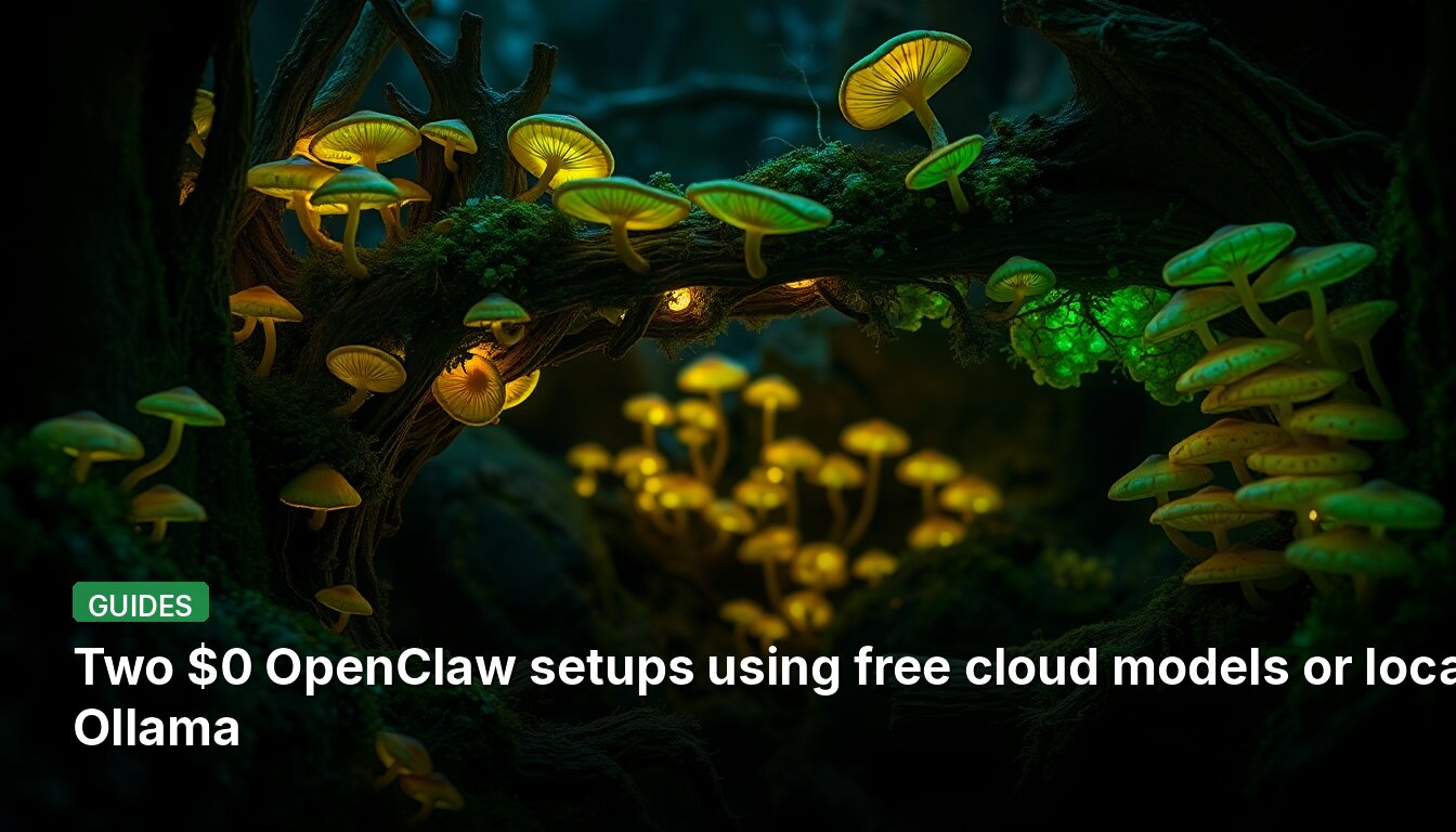 Two $0 OpenClaw setups using free cloud models or local Ollama