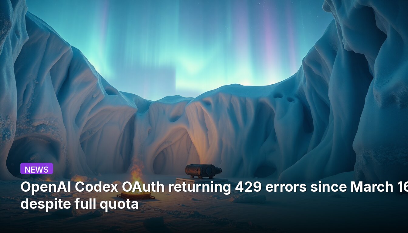 OpenAI Codex OAuth returning 429 errors since March 16 despite full quota