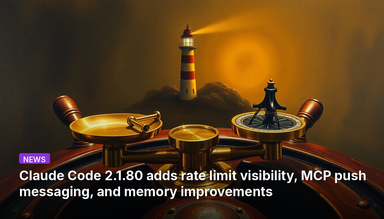 Claude Code 2.1.80 adds rate limit visibility, MCP push messaging, and memory improvements