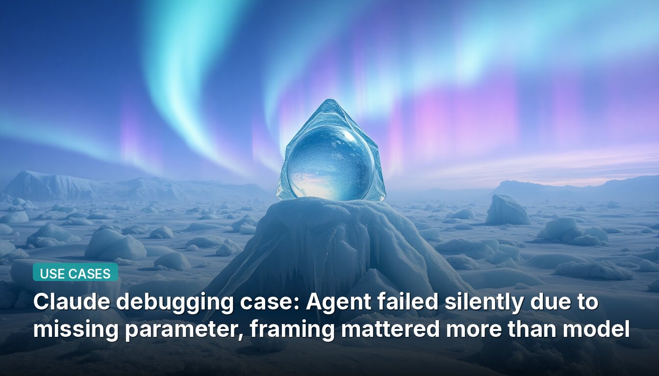 Claude debugging case: Agent failed silently due to missing parameter, framing mattered more than model