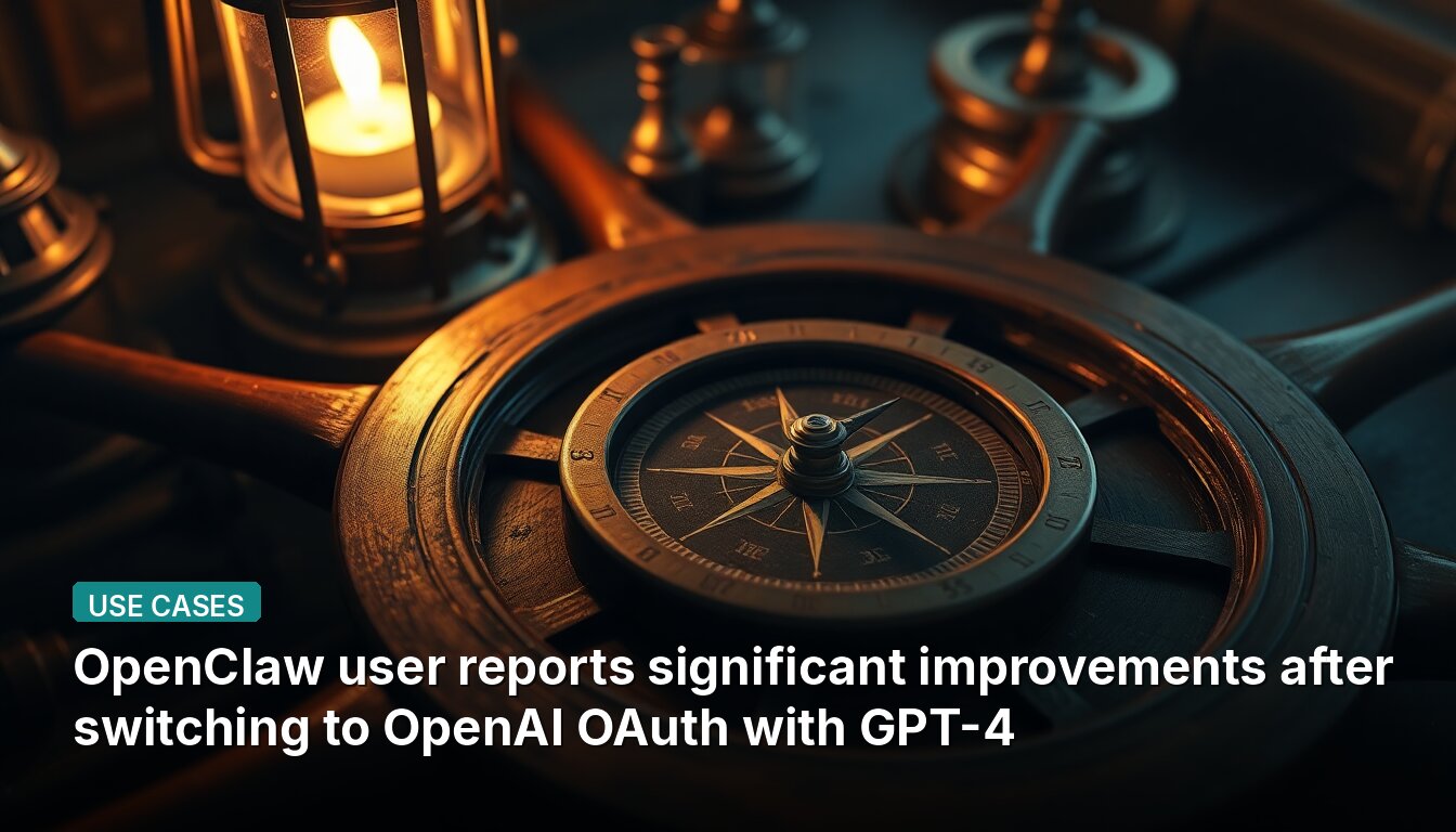 OpenClaw user reports significant improvements after switching to OpenAI OAuth with GPT-4