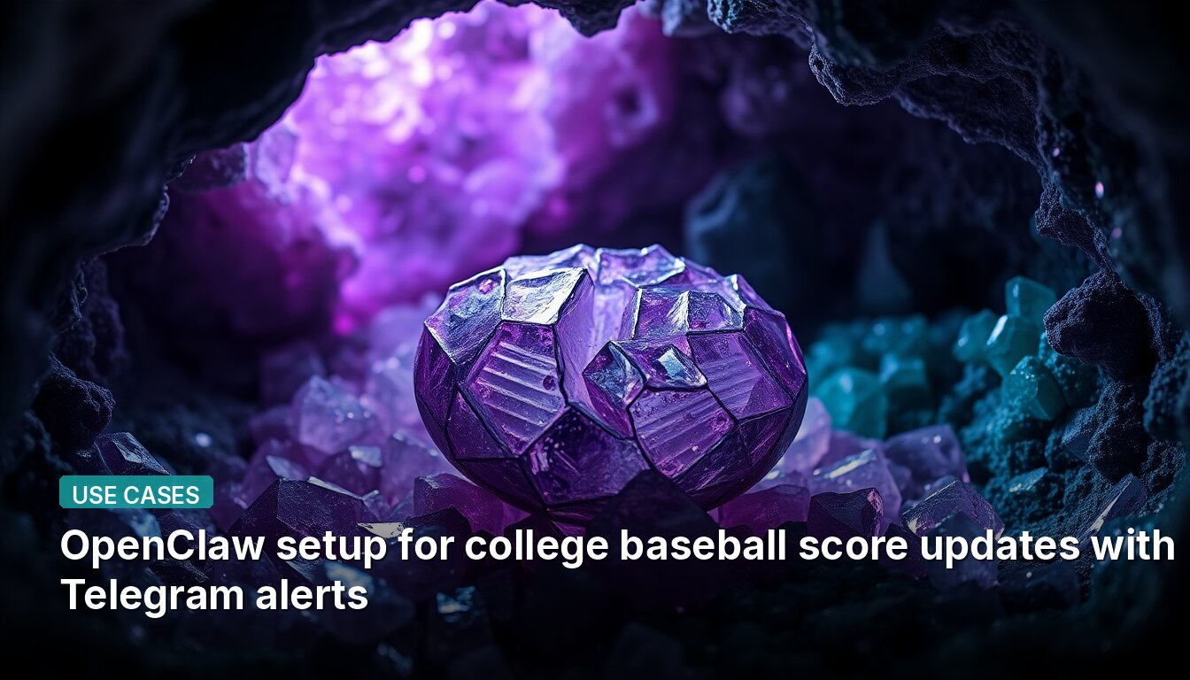 OpenClaw setup for college baseball score updates with Telegram alerts