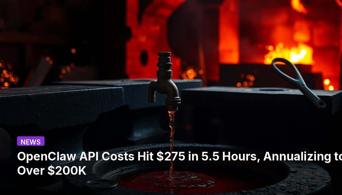 OpenClaw API Costs Hit $275 in 5.5 Hours, Annualizing to Over $200K