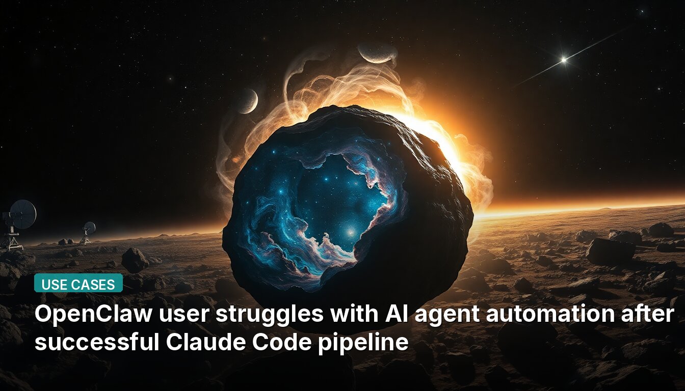 OpenClaw user struggles with AI agent automation after successful Claude Code pipeline