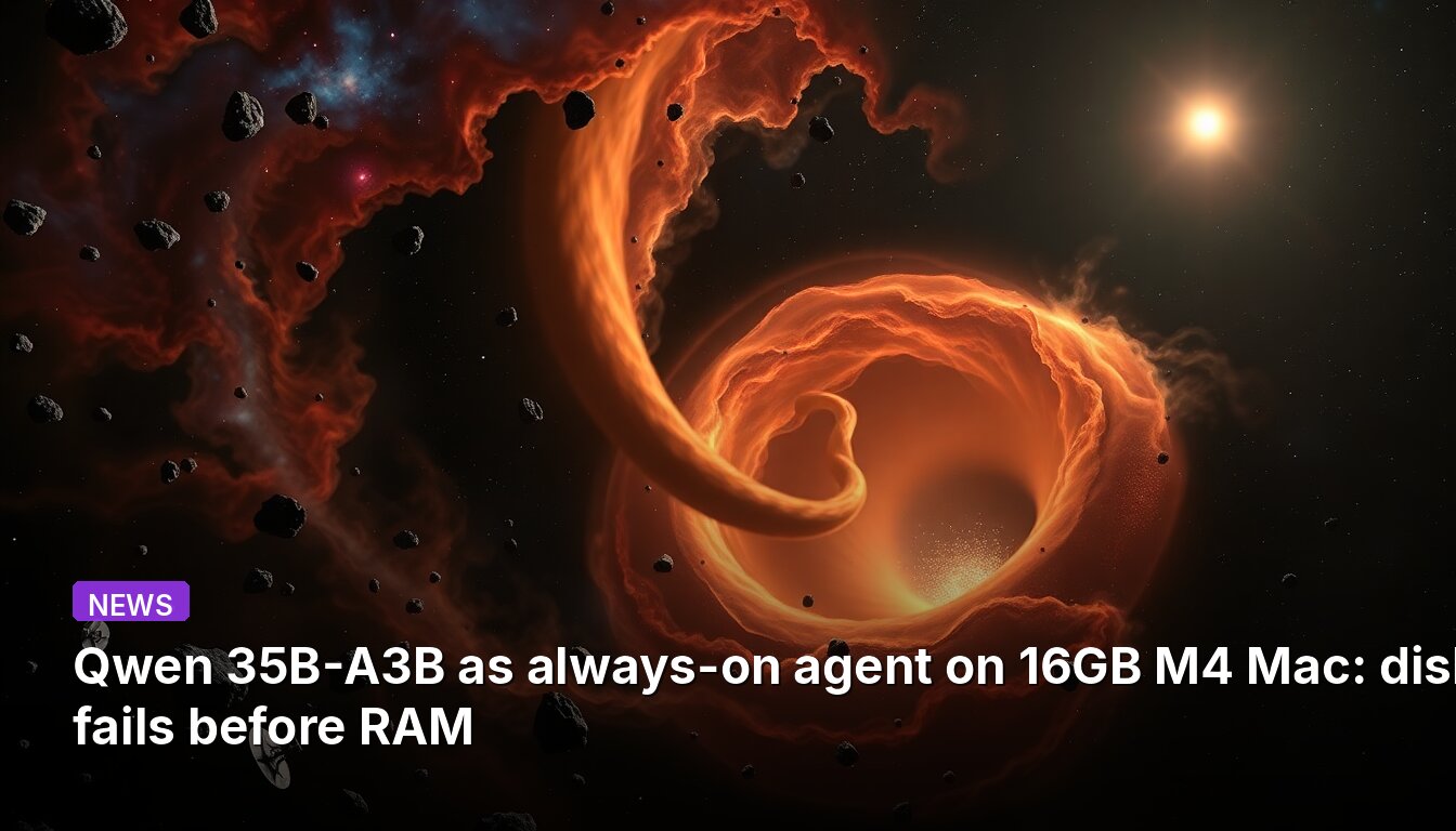 Qwen 35B-A3B as always-on agent on 16GB M4 Mac: disk I/O fails before RAM