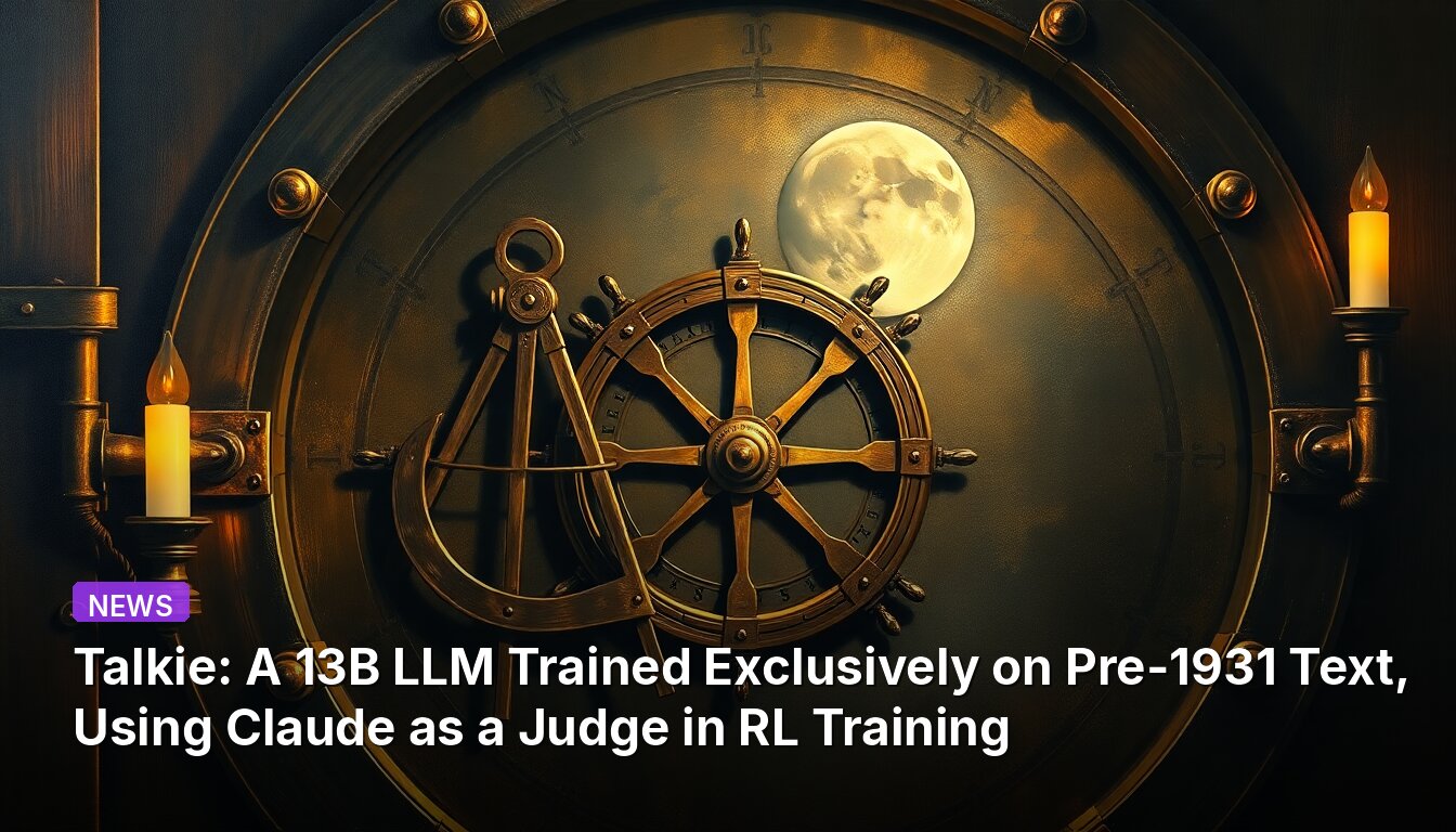 Talkie: A 13B LLM Trained Exclusively on Pre-1931 Text, Using Claude as a Judge in RL Training