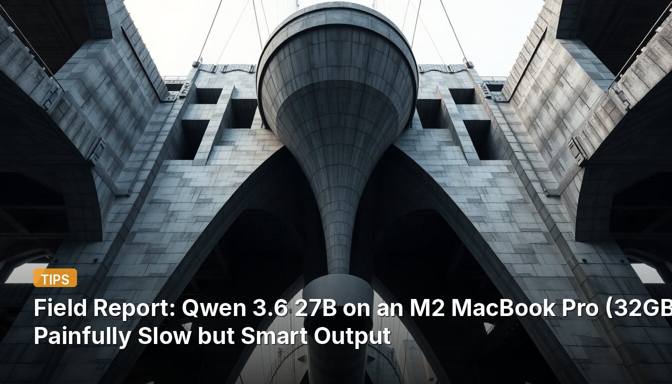 Field Report: Qwen 3.6 27B on an M2 MacBook Pro (32GB) – Painfully Slow but Smart Output