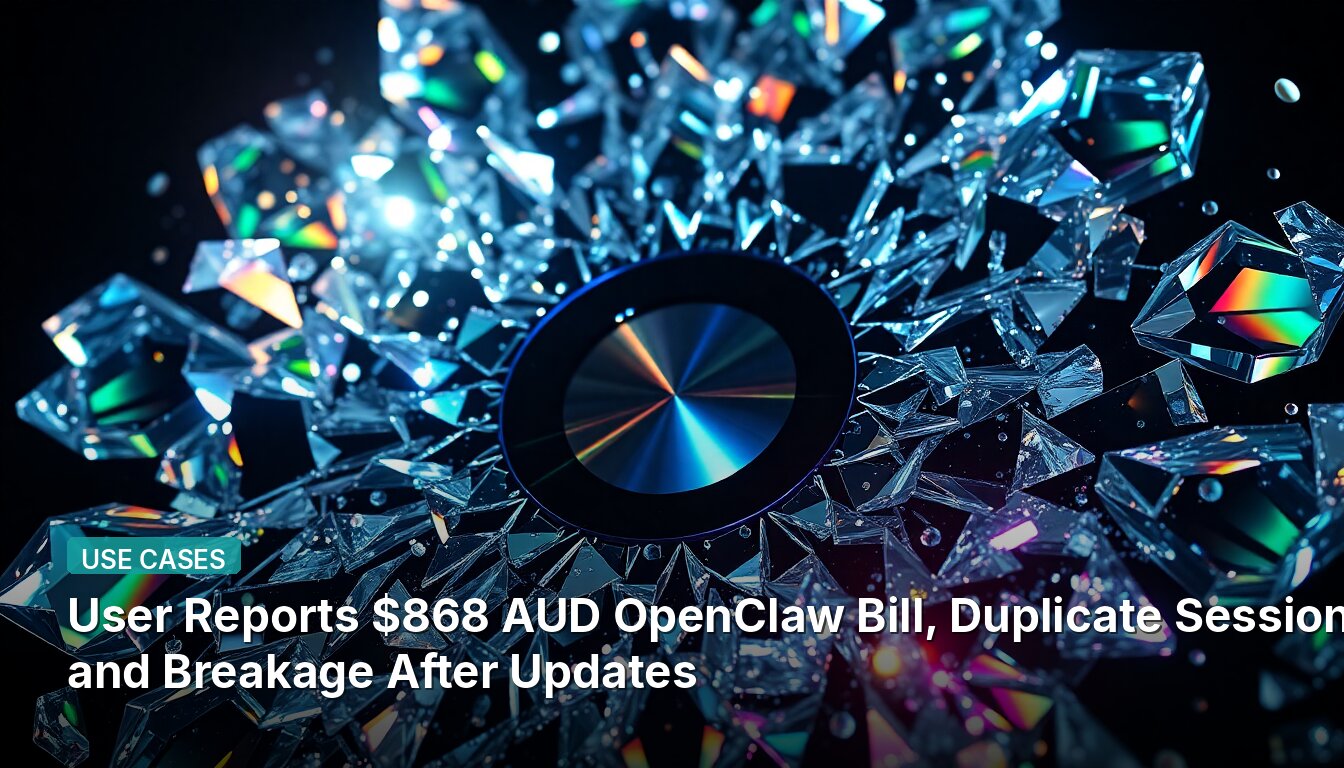User Reports $868 AUD OpenClaw Bill, Duplicate Sessions, and Breakage After Updates