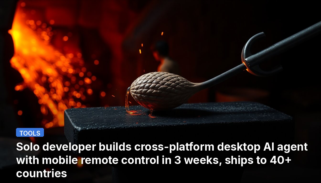 Solo developer builds cross-platform desktop AI agent with mobile remote control in 3 weeks, ships to 40+ countries