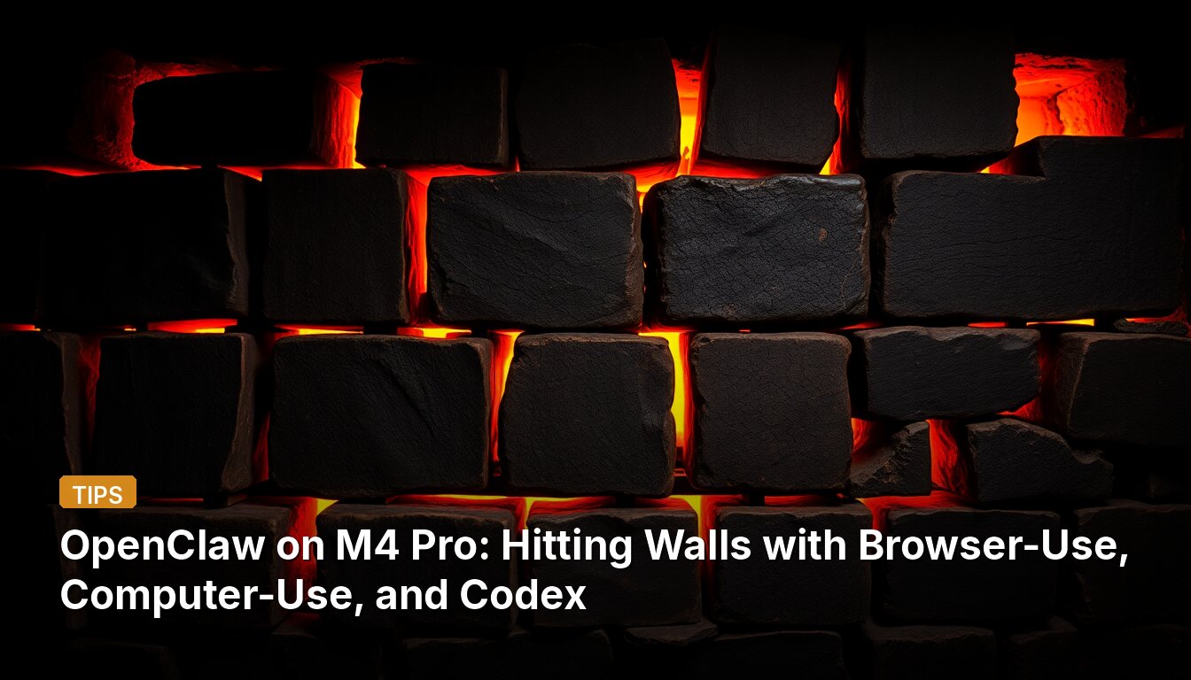 OpenClaw on M4 Pro: Hitting Walls with Browser-Use, Computer-Use, and Codex