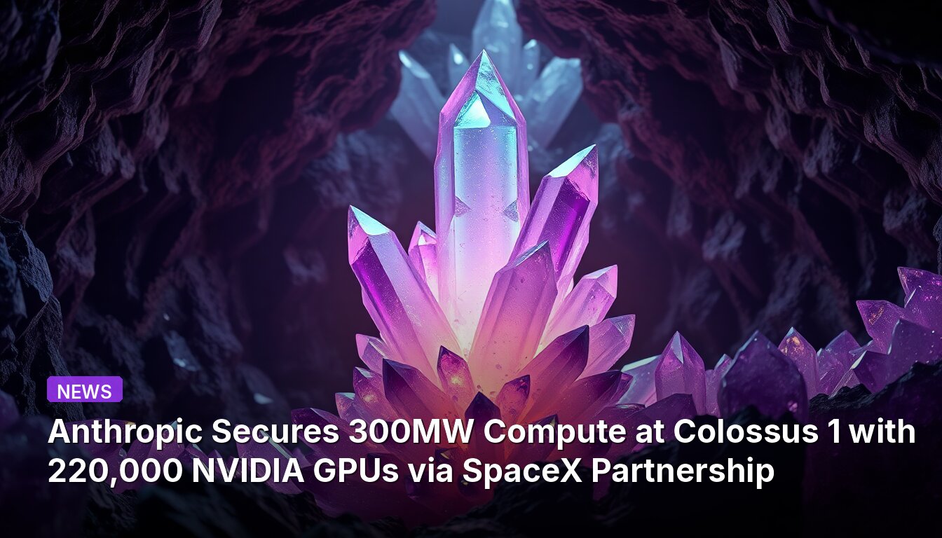 Anthropic Secures 300MW Compute at Colossus 1 with 220,000 NVIDIA GPUs via SpaceX Partnership