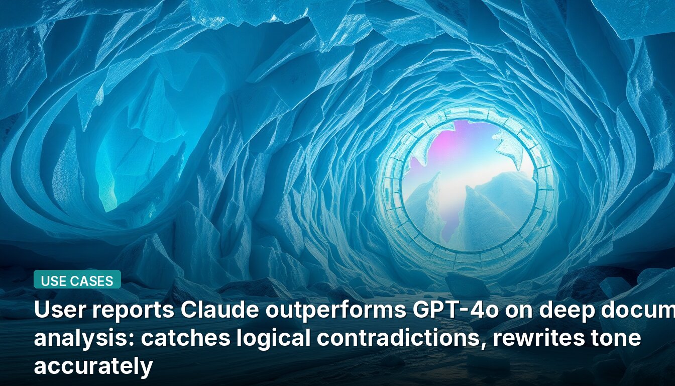 User reports Claude outperforms GPT-4o on deep document analysis: catches logical contradictions, rewrites tone accurately