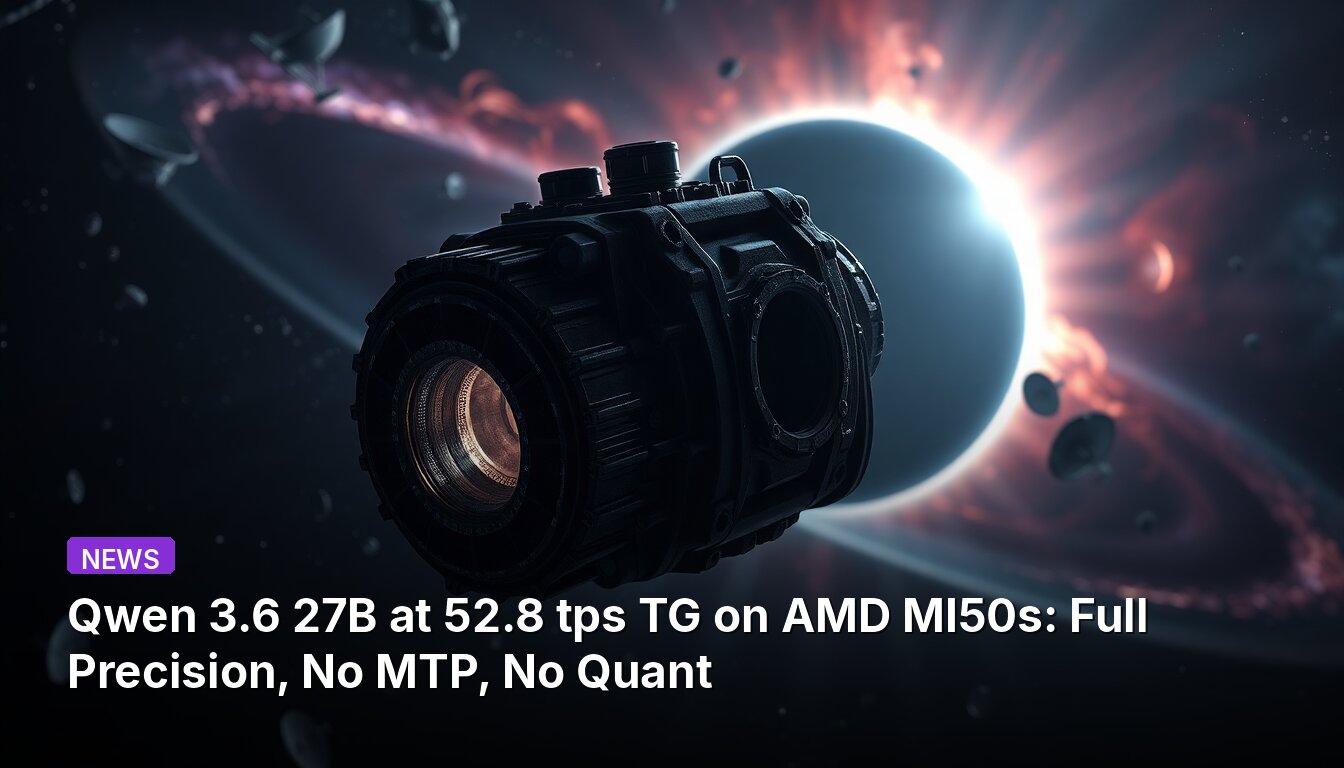 Qwen 3.6 27B at 52.8 tps TG on AMD MI50s: Full Precision, No MTP, No Quant