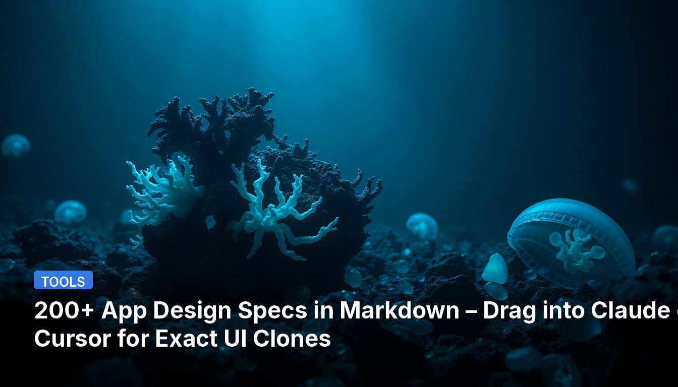 200+ App Design Specs in Markdown – Drag into Claude or Cursor for Exact UI Clones