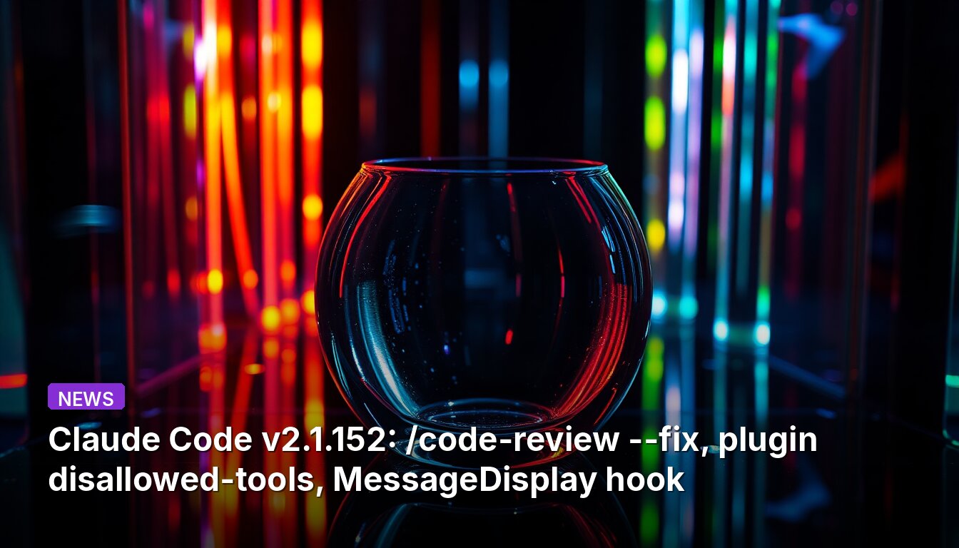 Claude Code v2.1.152: /code-review --fix, plugin disallowed-tools, MessageDisplay hook