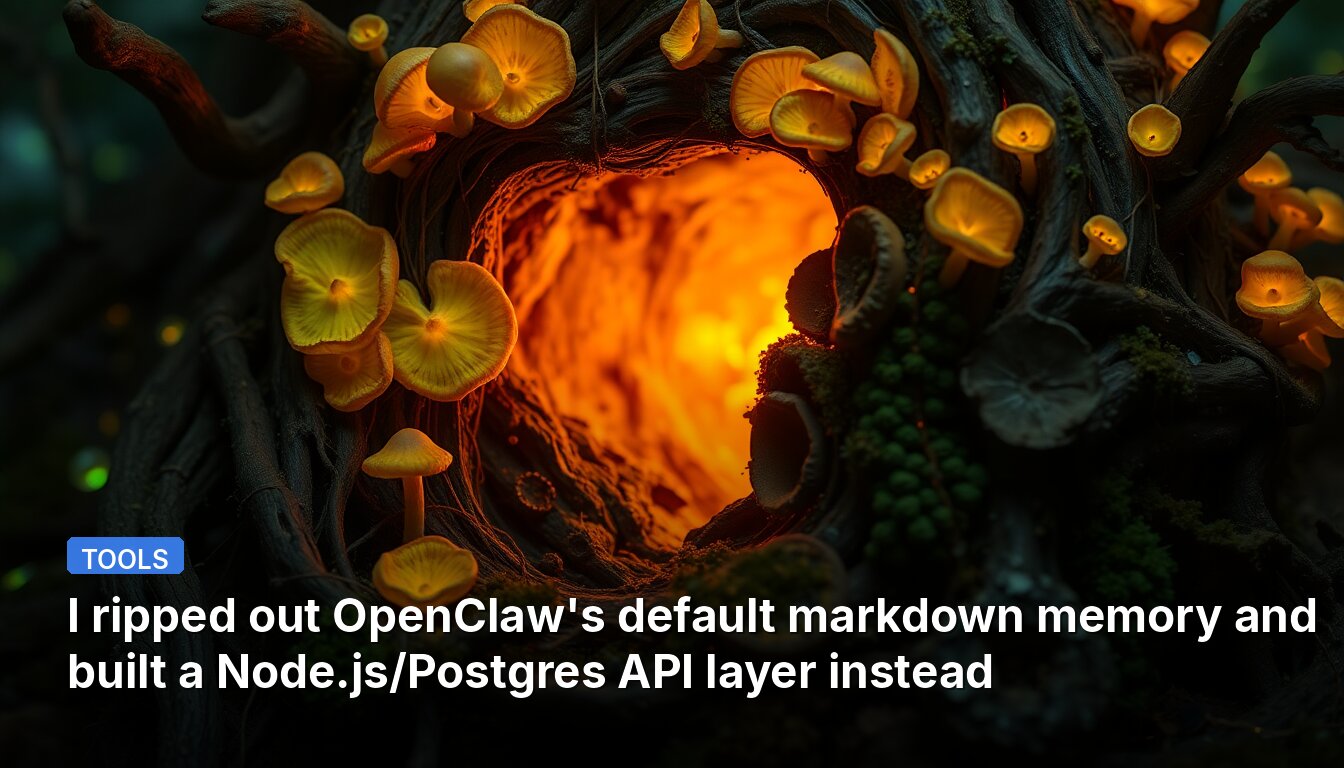 I ripped out OpenClaw's default markdown memory and built a Node.js/Postgres API layer instead