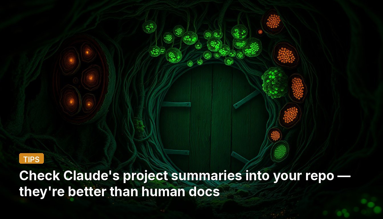 Check Claude's project summaries into your repo — they're better than human docs