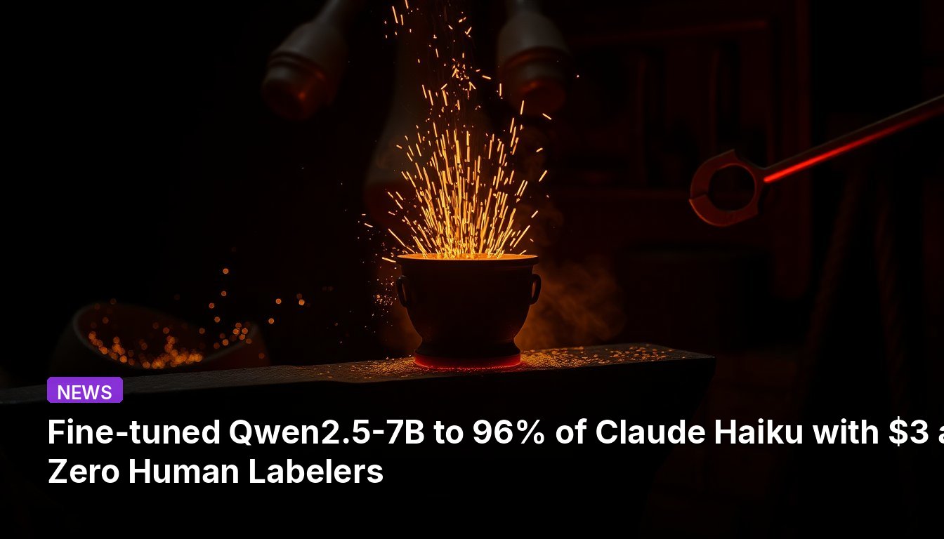 Fine-tuned Qwen2.5-7B to 96% of Claude Haiku with $3 and Zero Human Labelers
