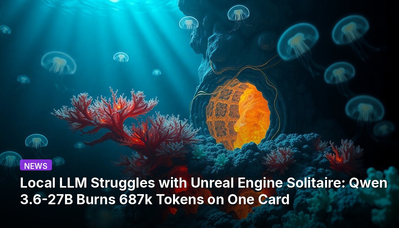 Local LLM Struggles with Unreal Engine Solitaire: Qwen 3.6-27B Burns 687k Tokens on One Card