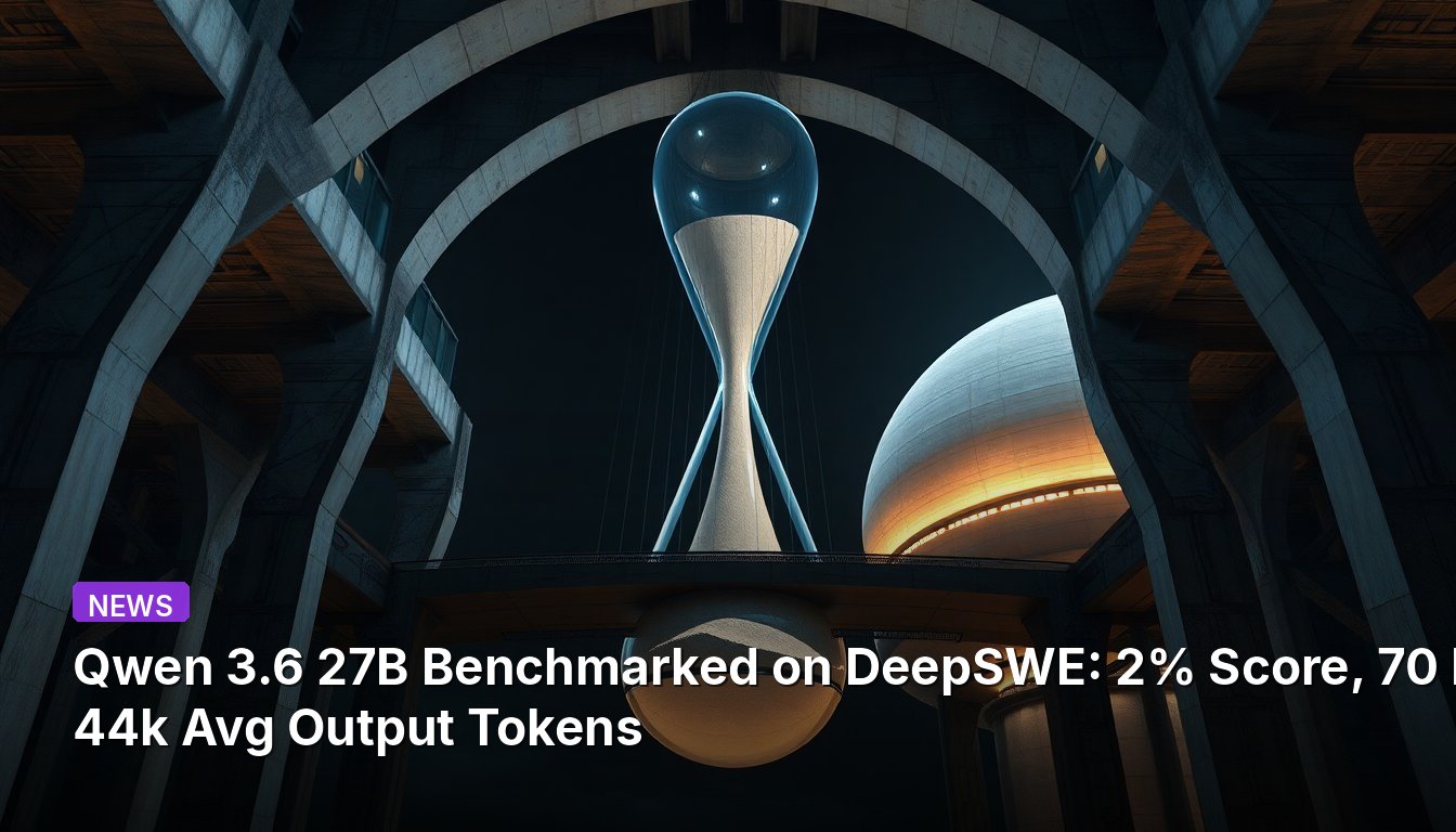 Qwen 3.6 27B Benchmarked on DeepSWE: 2% Score, 70 Hours, 44k Avg Output Tokens
