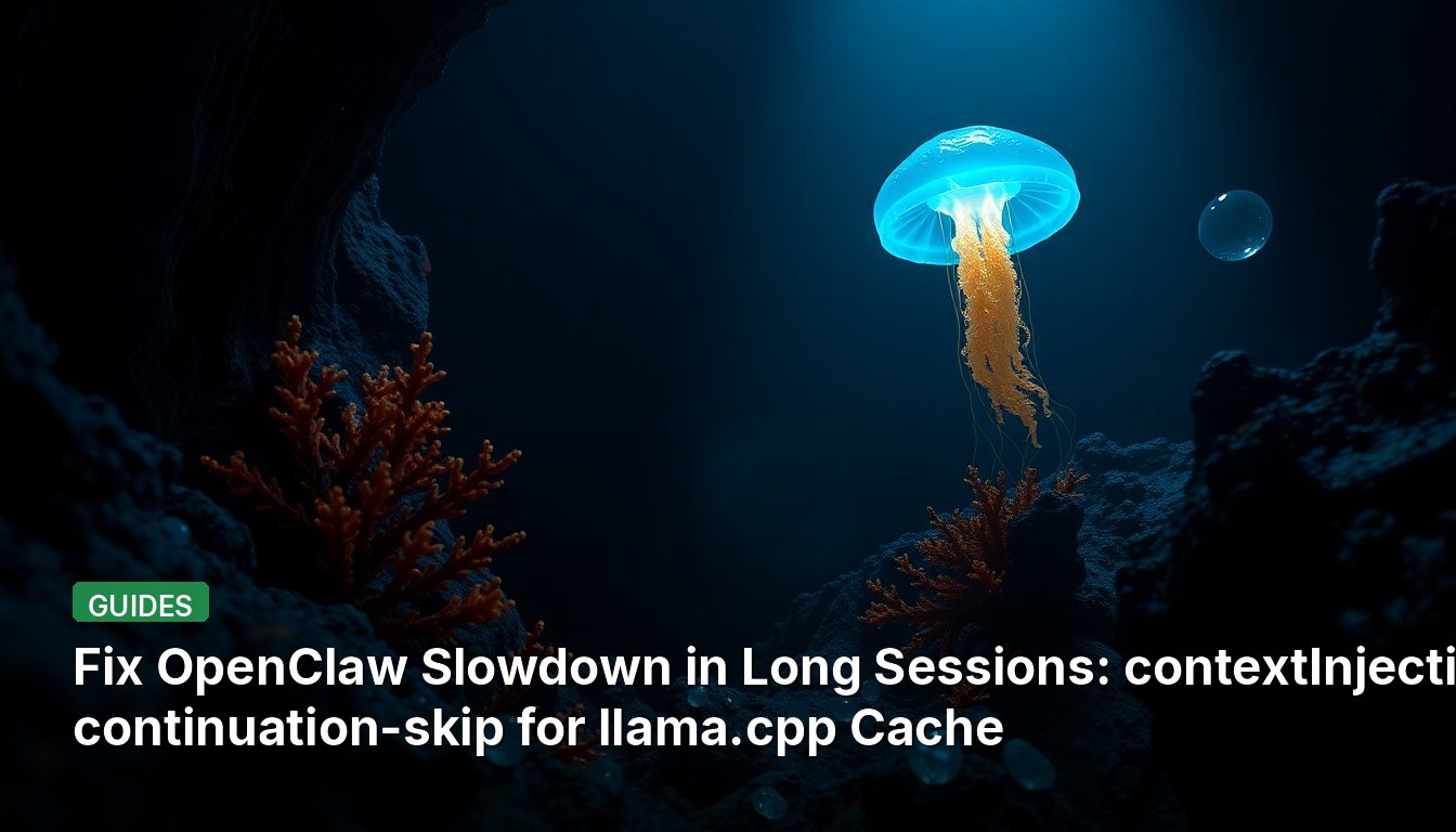 Fix OpenClaw Slowdown in Long Sessions: contextInjection continuation-skip for llama.cpp Cache