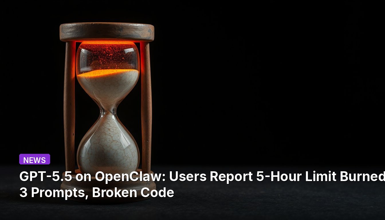 GPT-5.5 on OpenClaw: Users Report 5-Hour Limit Burned in 3 Prompts, Broken Code