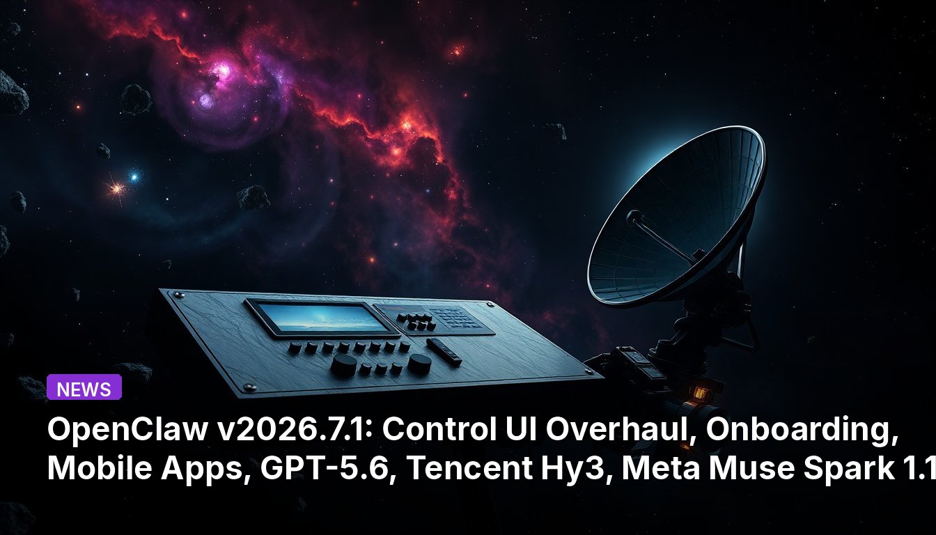 OpenClaw v2026.7.1: Control UI Overhaul, Onboarding, Mobile Apps, GPT-5.6, Tencent Hy3, Meta Muse Spark 1.1