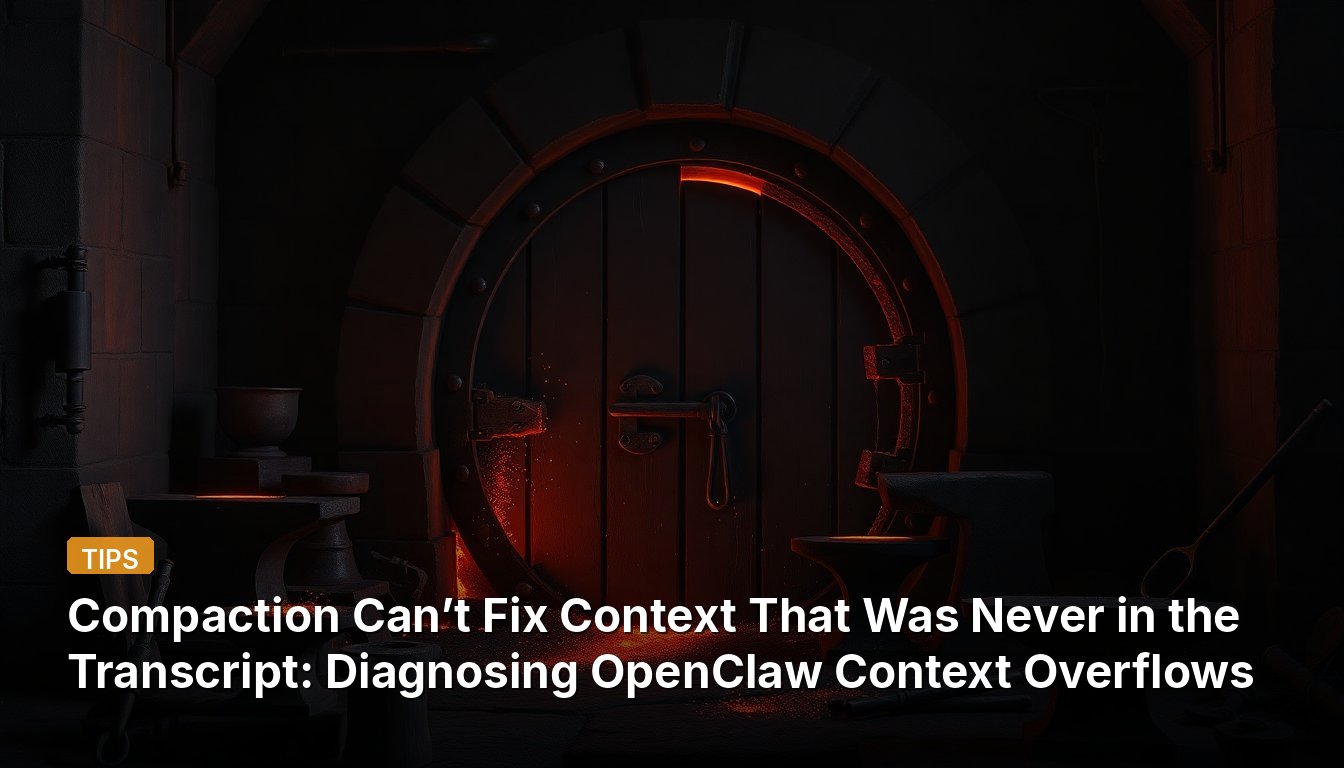 Compaction Can’t Fix Context That Was Never in the Transcript: Diagnosing OpenClaw Context Overflows