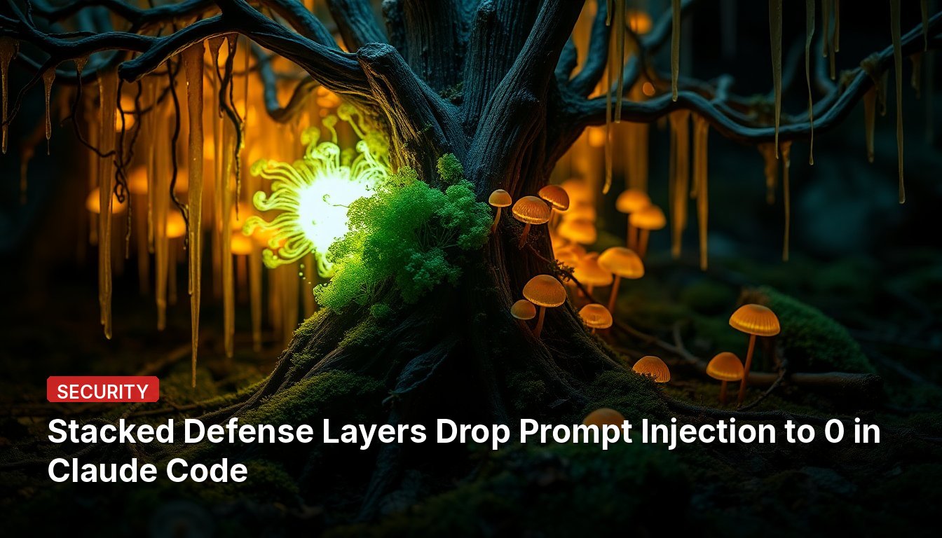Stacked Defense Layers Drop Prompt Injection to 0 in Claude Code