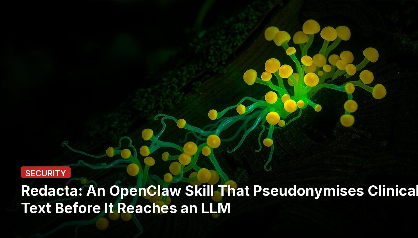 Redacta: An OpenClaw Skill That Pseudonymises Clinical Text Before It Reaches an LLM