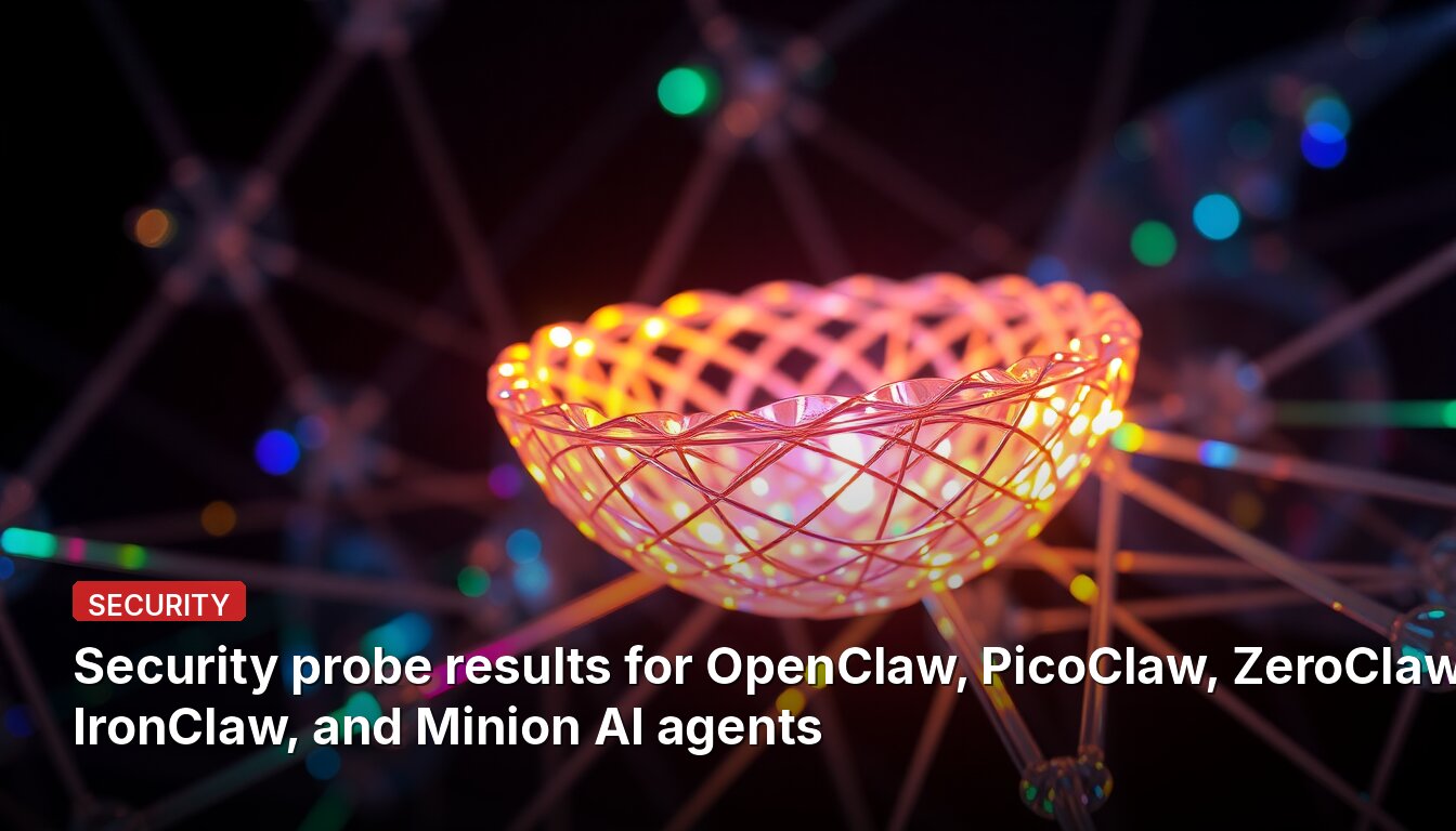 Security probe results for OpenClaw, PicoClaw, ZeroClaw, IronClaw, and Minion AI agents